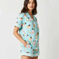 Cute Puppy Print Light Blue Pajama Set OMFORT