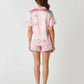 Dreamy Unicorn Print Pink Ice Silk Pajama Set OMFORT