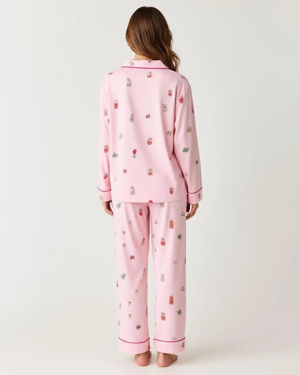 Funky Drink Bottle Print Lapel Pajama Set OMFORT