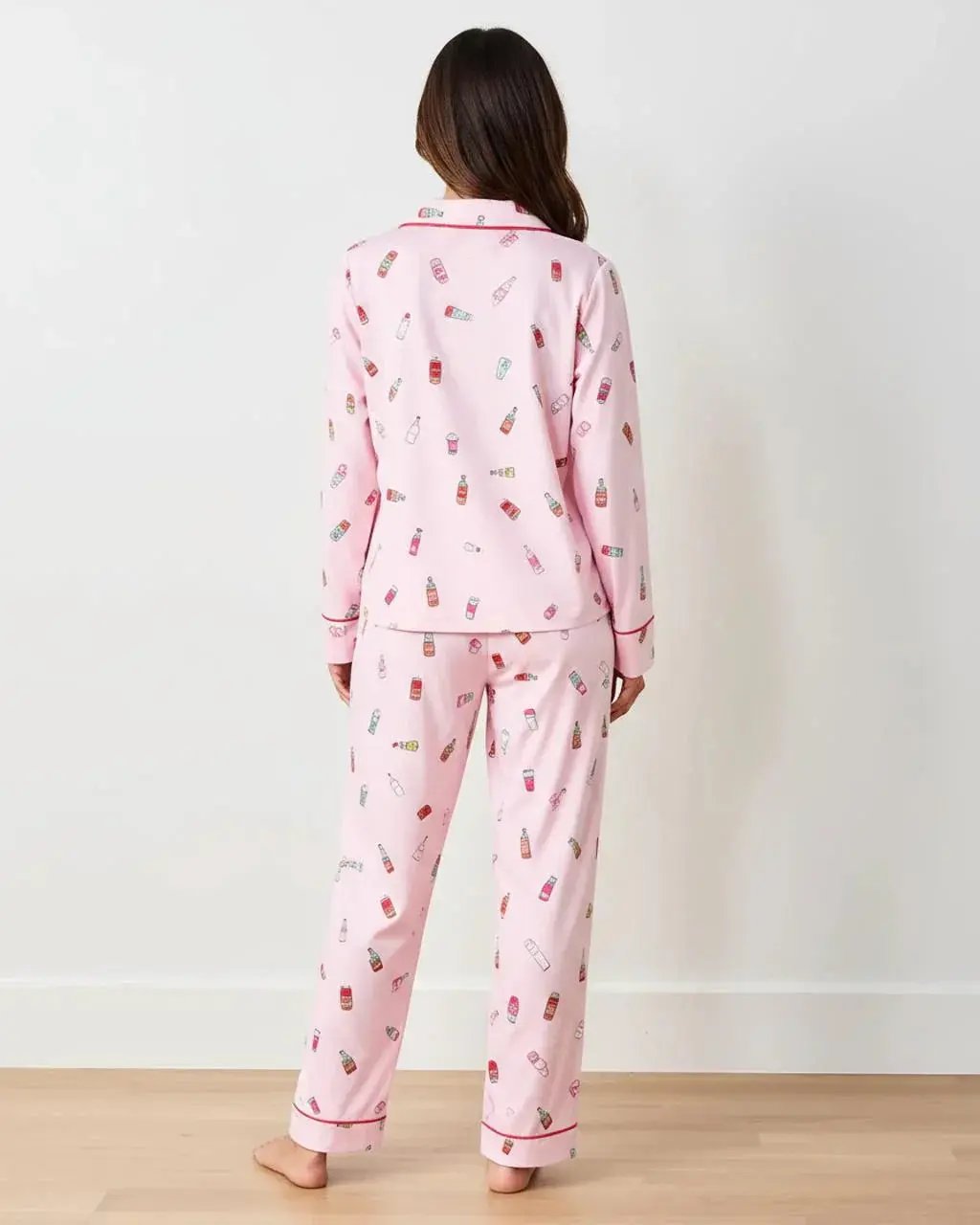 Funny Drink Pattern Lapel Pajama Set OMFORT