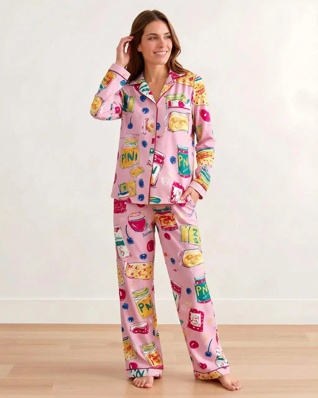 Sweet Jams Print Satin Pajama Set OMFORT