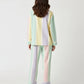 Striped Contrast-Color Long Pajama Set OMFORT
