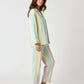 Striped Contrast-Color Long Pajama Set OMFORT