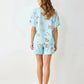 Fresh Light Blue Cat Print Pajama Set OMFORT