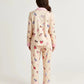 Pink Cartoon Print Stripe Trim Pajamas OMFORT