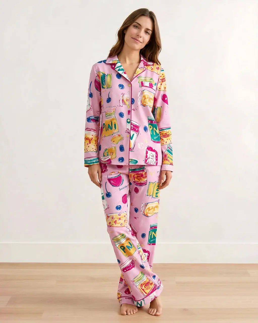 Sweet Jams Print Satin Pajama Set OMFORT