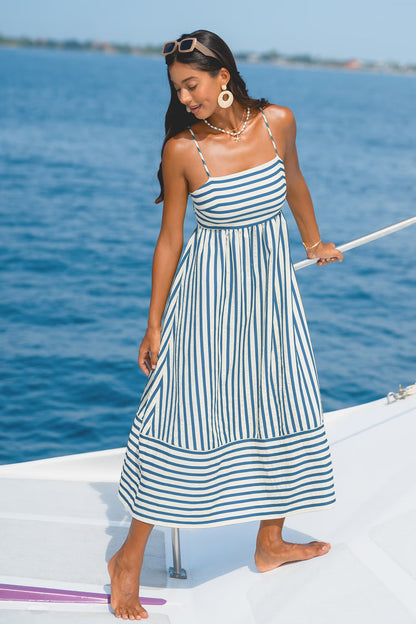 So Grounding Striped Maxi Dress OMFORT