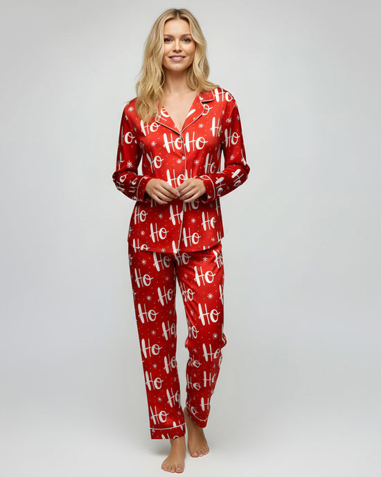 Christmas Hoho Snowflake Print Pajama Set OMFORT