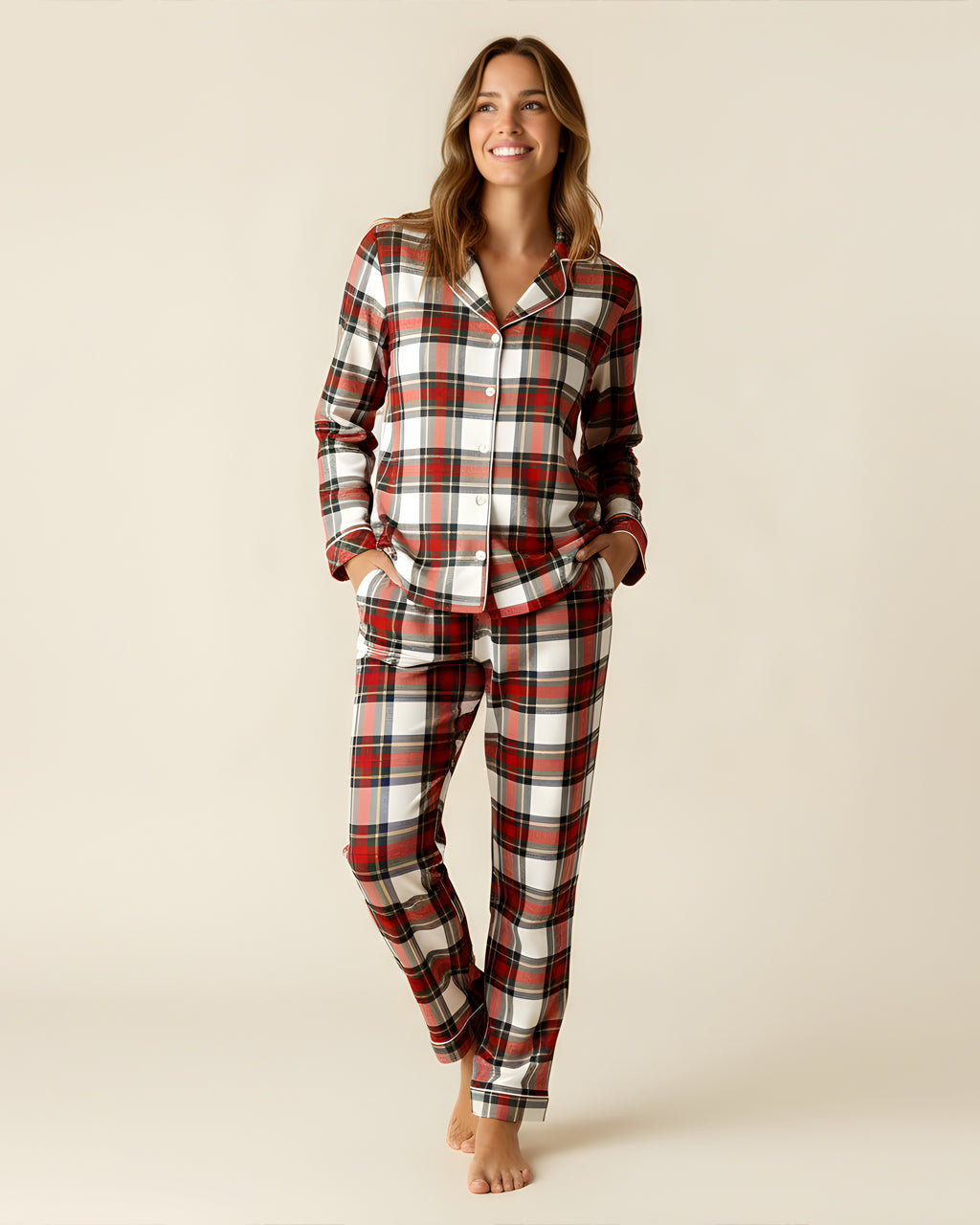 River Island Plaid Pajama Set OMFORT
