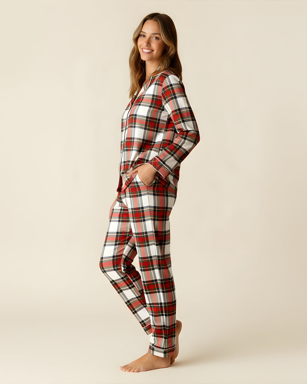 River Island Plaid Pajama Set OMFORT