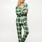 Green Plaid Long Pajama Set OMFORT