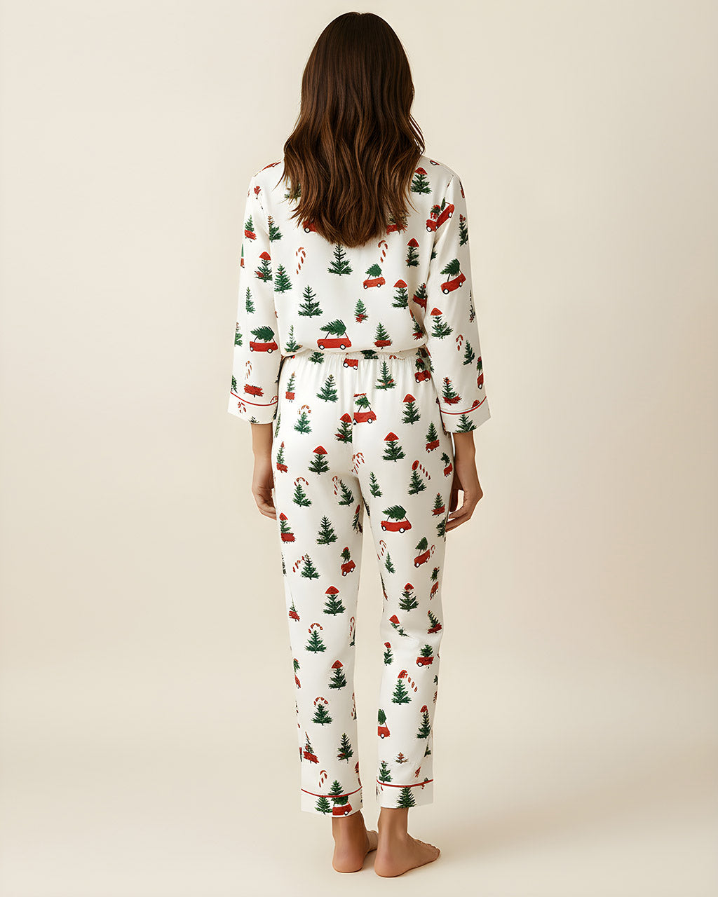 Christmas Tree Car Print Pajamas Set OMFORT
