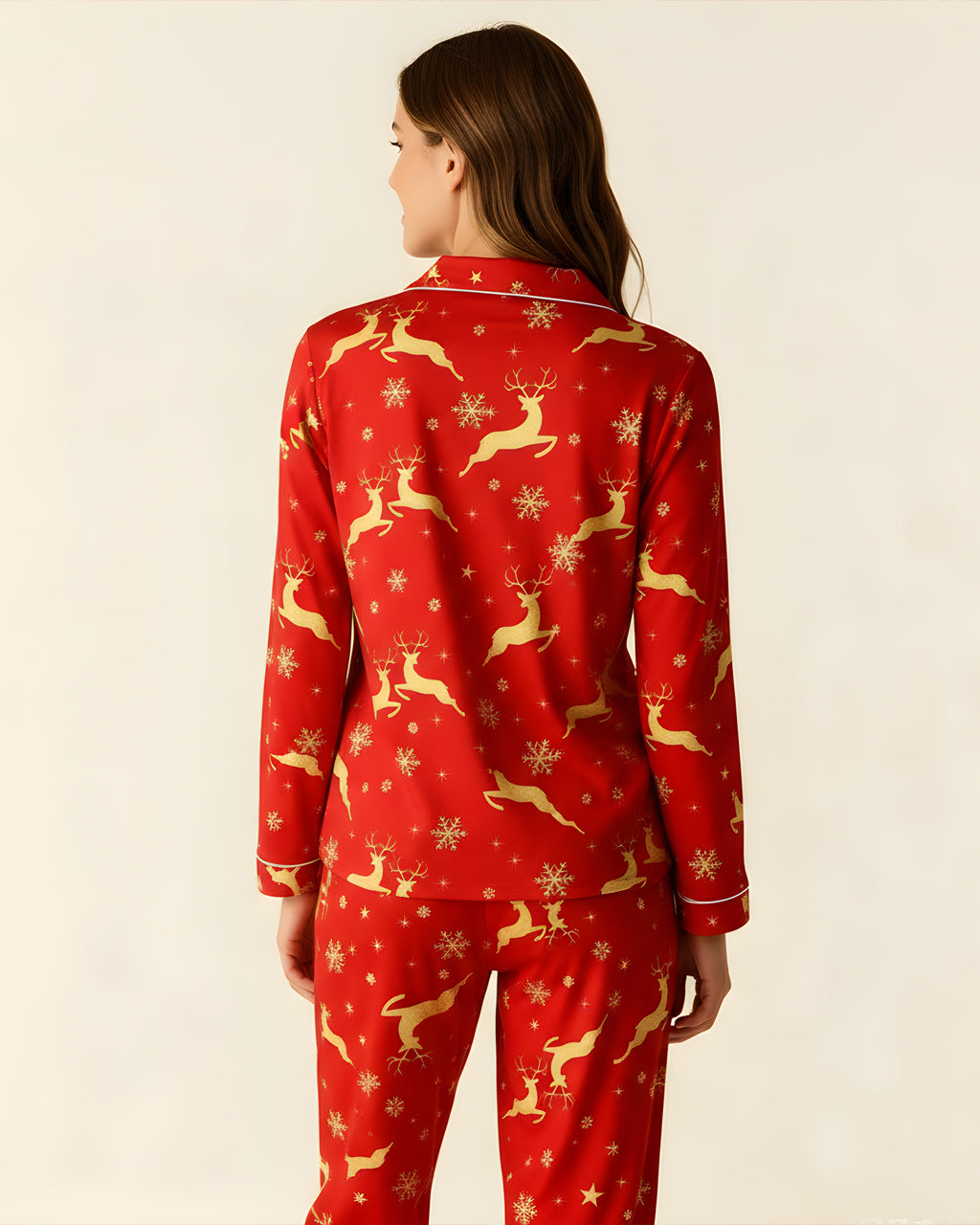 Christmas Reindeer Print Pajama Set OMFORT