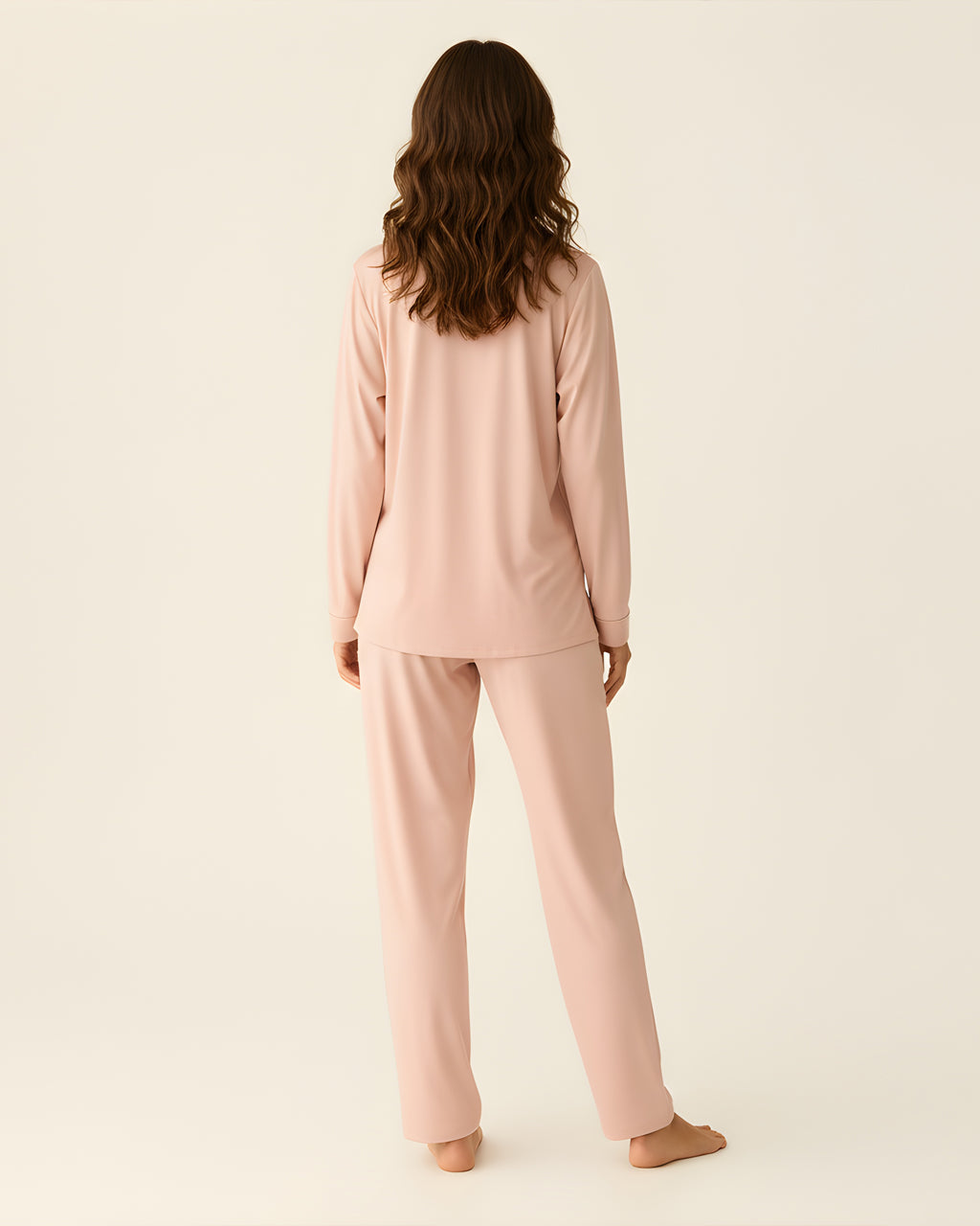 Solid Pink Blend Pajama Set OMFORT