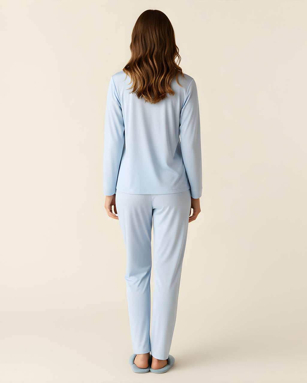 Blue Silky Satin Pajama Set OMFORT