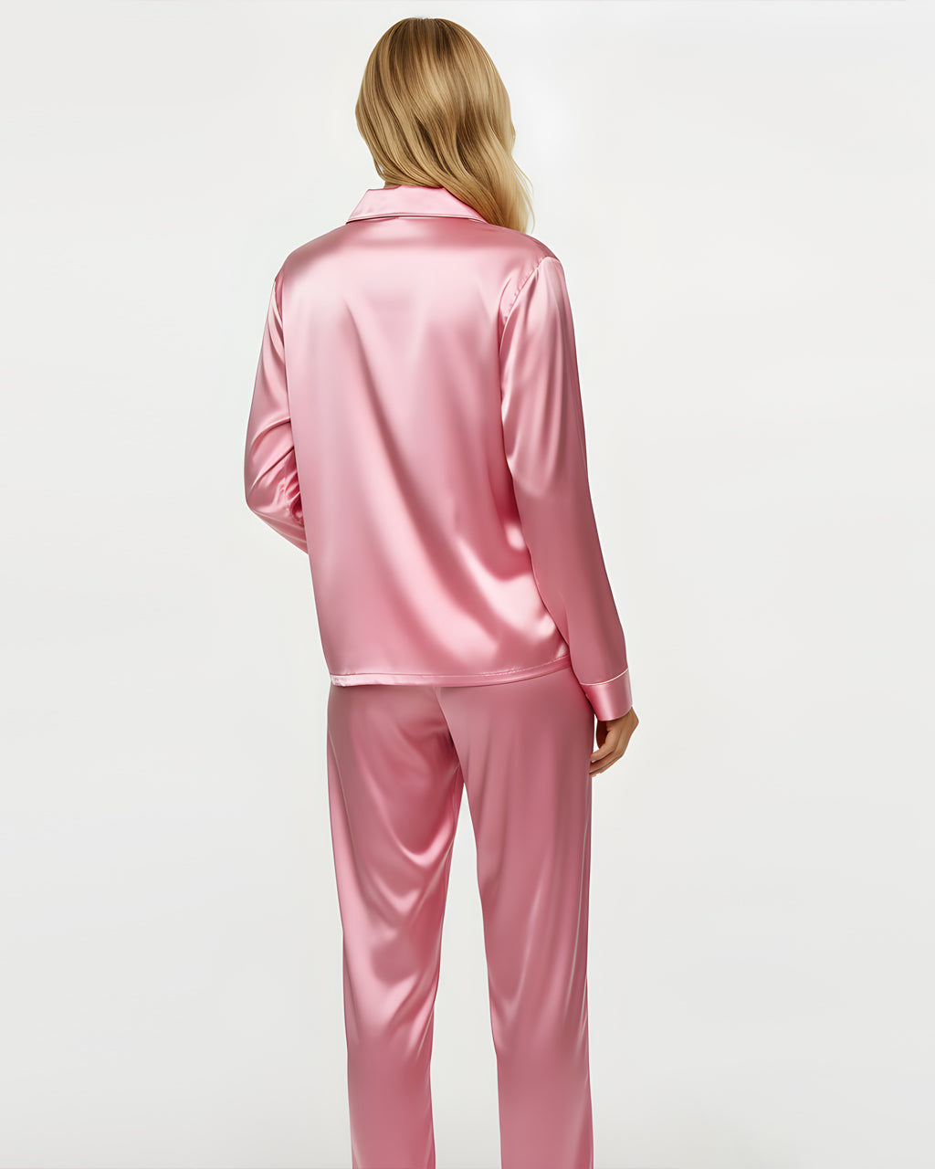 Button Up Long Sleeve Satin Pajama Set OMFORT