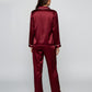 Comfy Solid Red Satin Pajama Set OMFORT