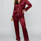 Comfy Solid Red Satin Pajama Set OMFORT