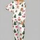 Christmas Gingerbread Man Bow Print Pajama Set OMFORT