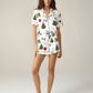 Christmas Holiday Tree Print Short Pajama Set OMFORT