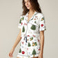 Christmas Holiday Tree Print Short Pajama Set OMFORT