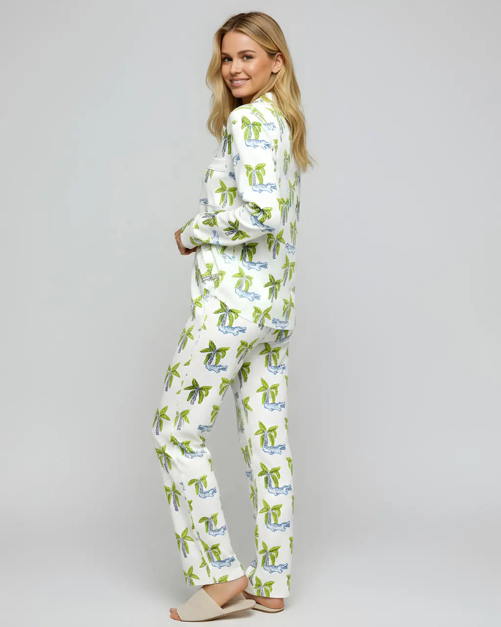 Crocodile Palm Tree Print Pajama Set OMFORT
