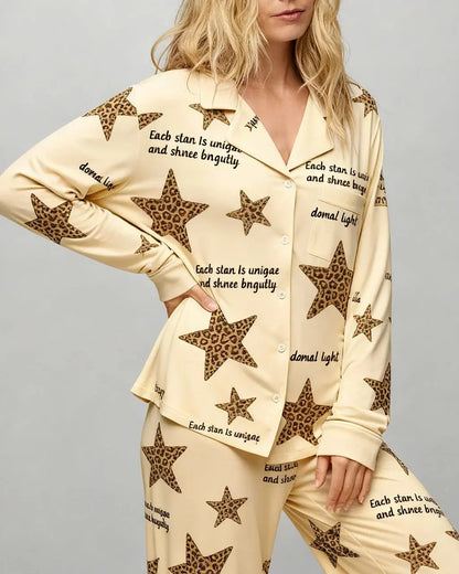 Leopard Star Print Pajama Set OMFORT