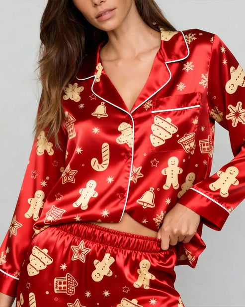 Christmas Cookie Print Pajama Set OMFORT