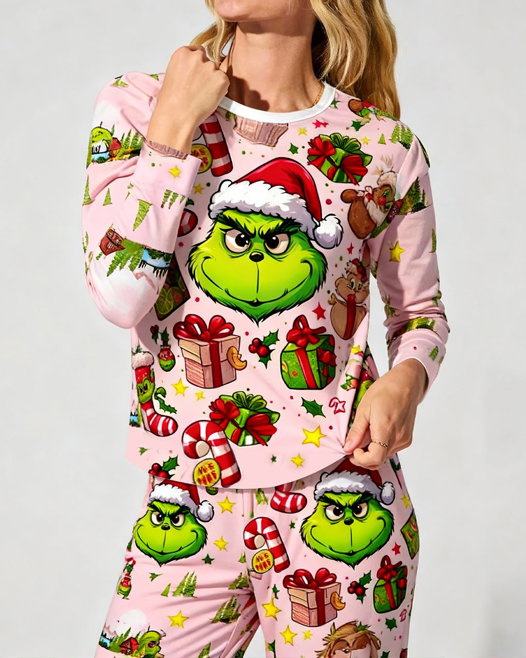 Christmas Grinch Print Pajama Set OMFORT