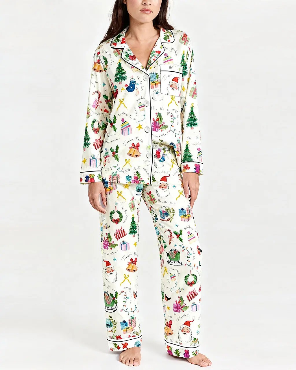 Christmas Jingle Bell Print Pajama Set OMFORT
