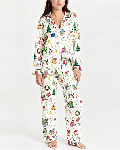 Christmas Jingle Bell Print Pajama Set OMFORT