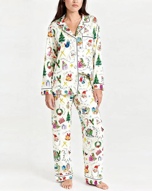 Christmas Jingle Bell Print Pajama Set OMFORT