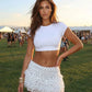 White Polka Dot High Waist Ruffled Mini Skirt SOLACE
