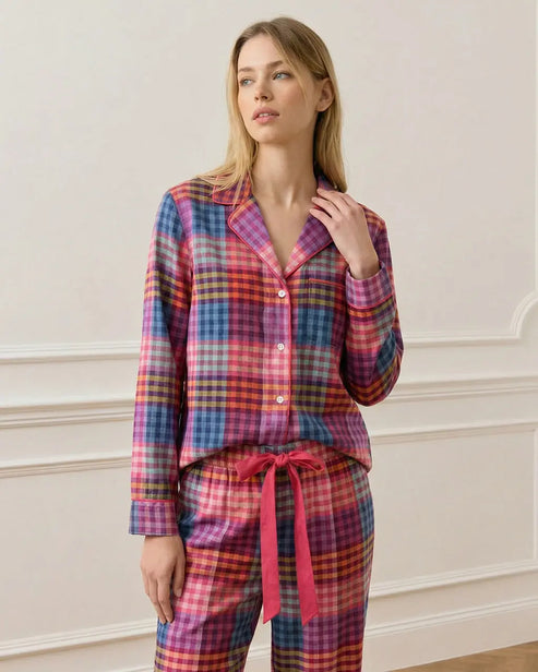 Rainbow Plaid Print Pajama Set OMFORT