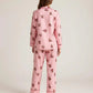 Pink Bear Print Stripe Collar Pajamas OMFORT