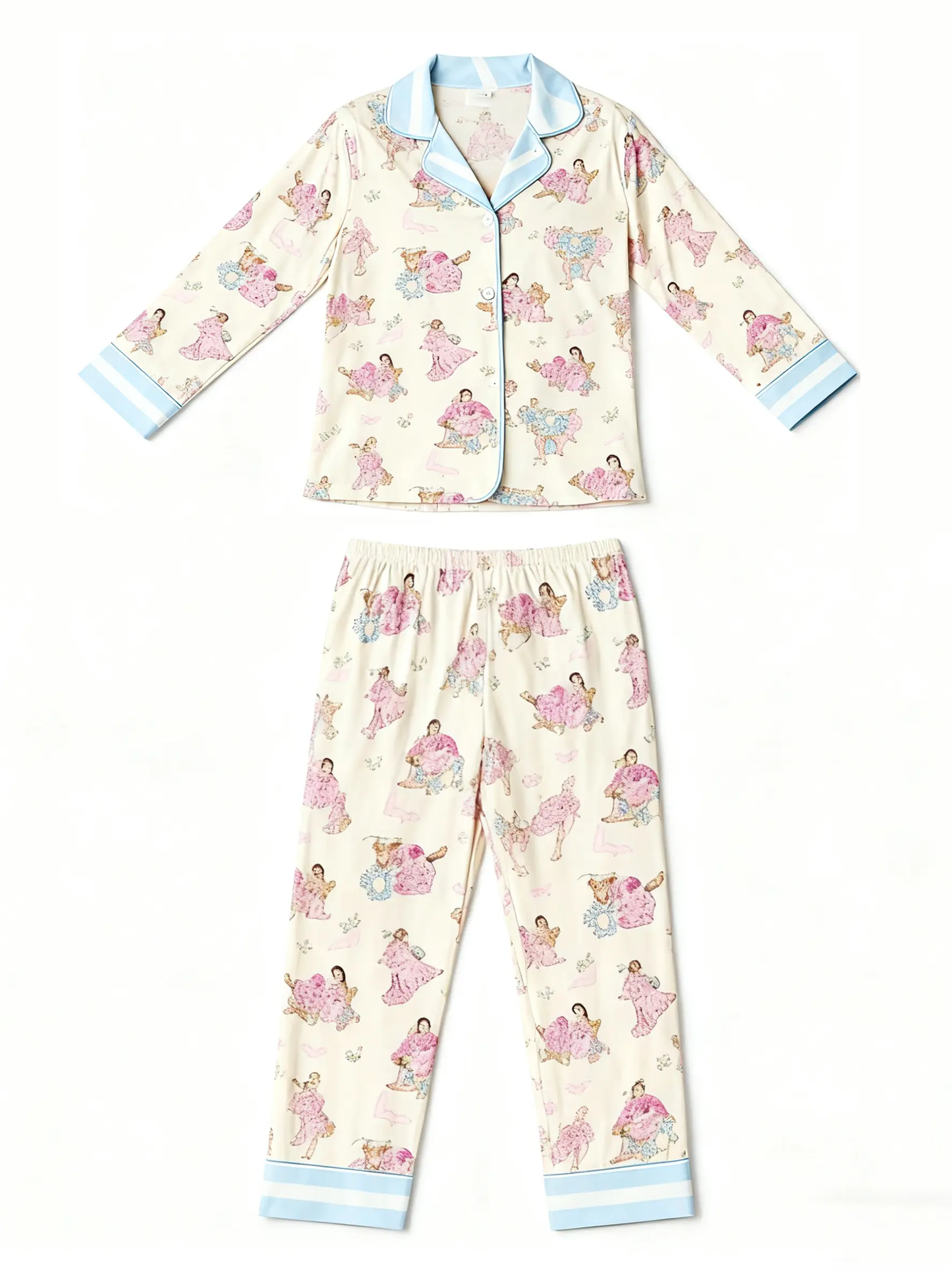 Retro Dancer Print Lapel Pajama Set OMFORT