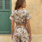 SOLACE  Brown Floral Print Crop Top Short Set?