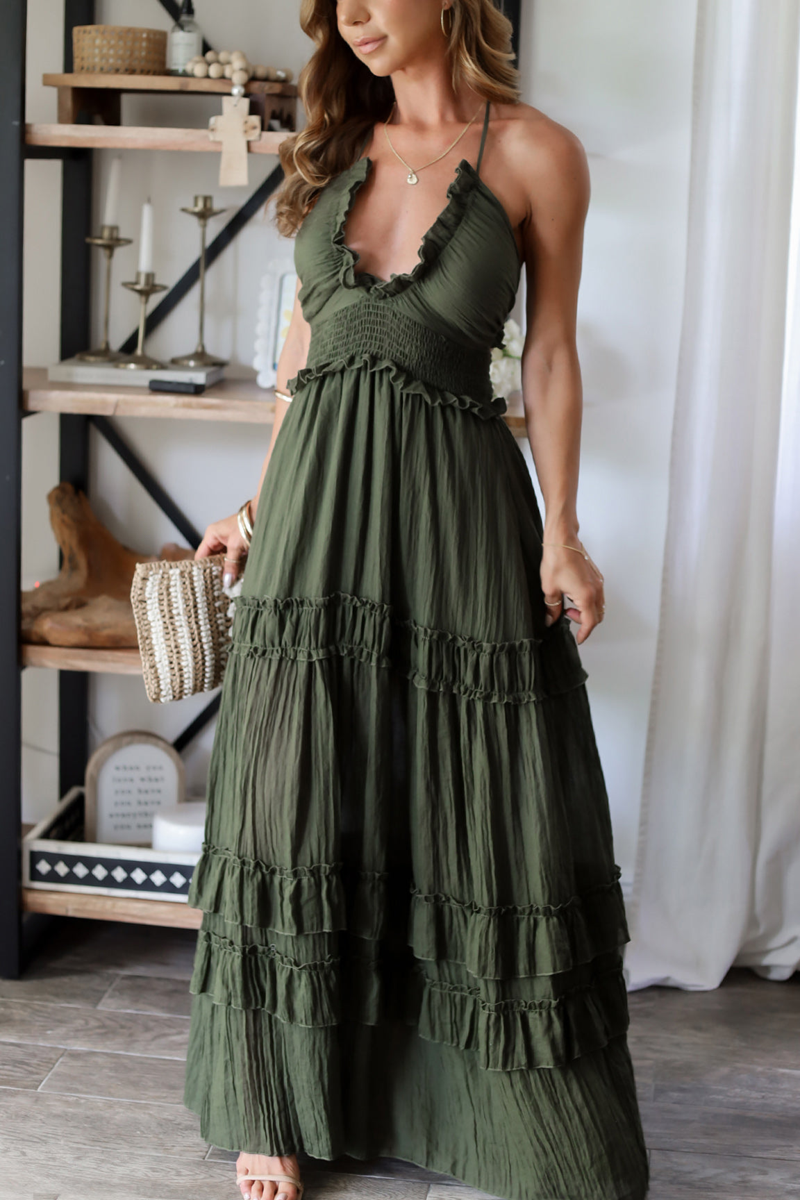 Michelle Ruffle Maxi Dress - 2 Colors OMFORT