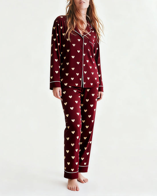 Valentine's Day Heart Print Pajama Set OMFORT