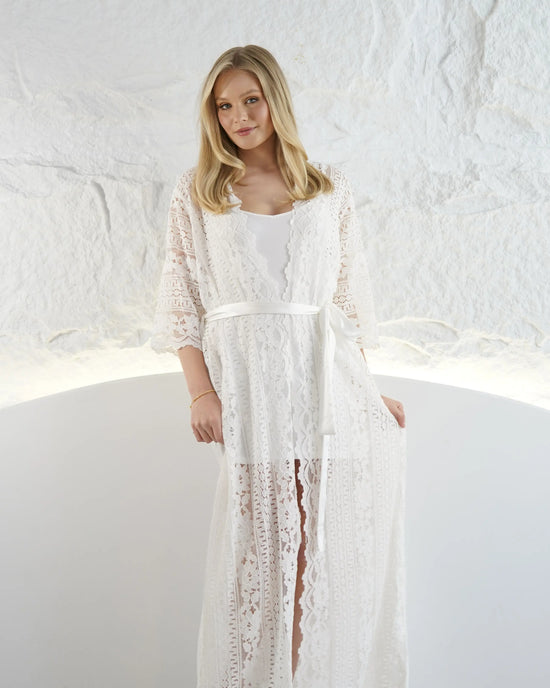 White Lace Bridal Robe - Harlow mysite