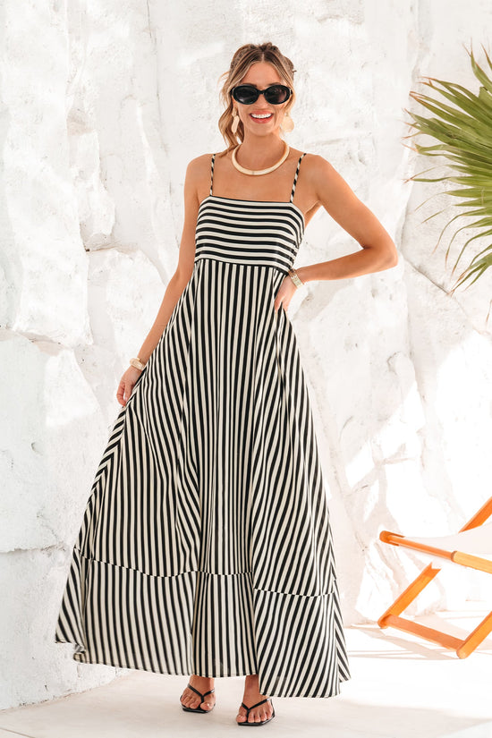 Subtle Lines Striped Maxi Dress OMFORT