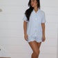 Ruffle Bamboo Short Set in Blue Gingham OMFORT