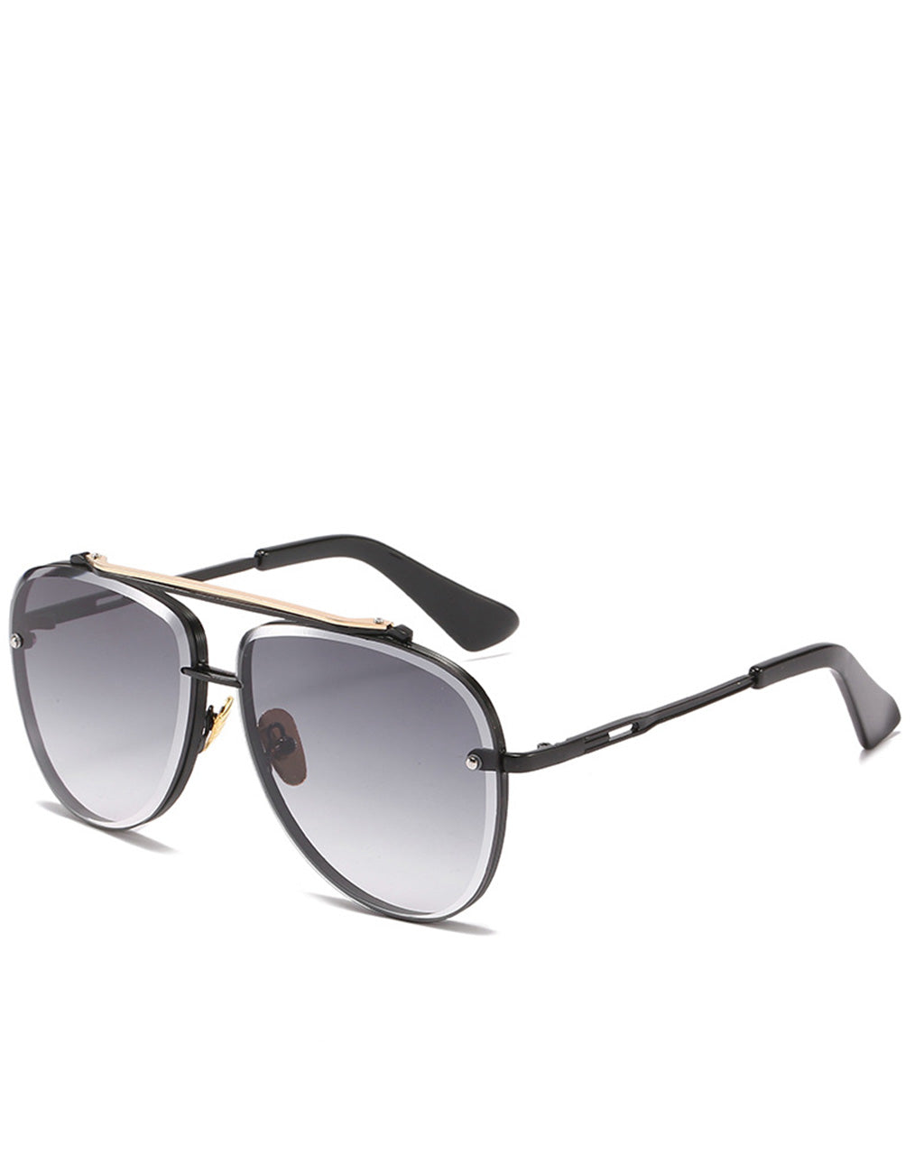 Two Tone Double Bridge Rimless Aviator Gradient Shades Sunglasses For Women Men OMFORT