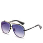 Two Tone Double Bridge Rimless Aviator Gradient Shades Sunglasses For Women Men OMFORT