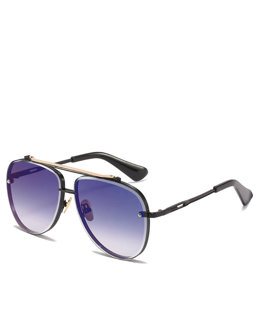 Two Tone Double Bridge Rimless Aviator Gradient Shades Sunglasses For Women Men OMFORT
