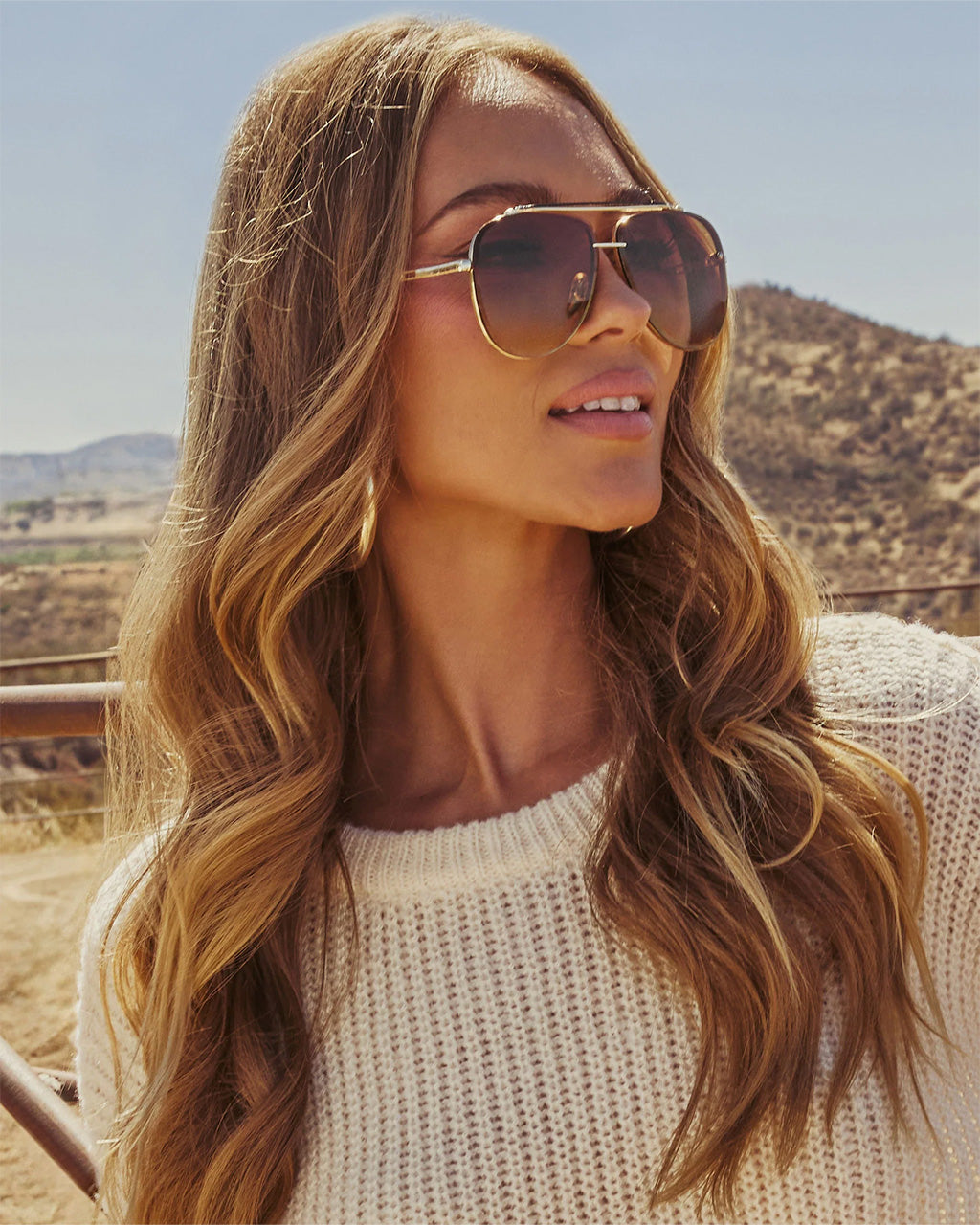 Two Tone Double Bridge Rimless Aviator Gradient Shades Sunglasses For Women Men OMFORT