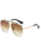 Two Tone Double Bridge Rimless Aviator Gradient Shades Sunglasses For Women Men OMFORT