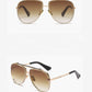 Two Tone Double Bridge Rimless Aviator Gradient Shades Sunglasses For Women Men OMFORT
