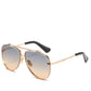 Two Tone Double Bridge Rimless Aviator Gradient Shades Sunglasses For Women Men OMFORT