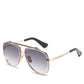 Two Tone Double Bridge Rimless Aviator Gradient Shades Sunglasses For Women Men OMFORT